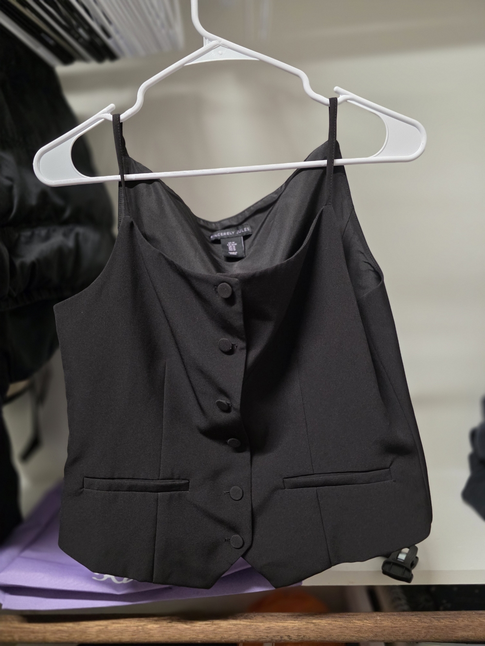Sincerely Jules Black Button-Front Cami Vest